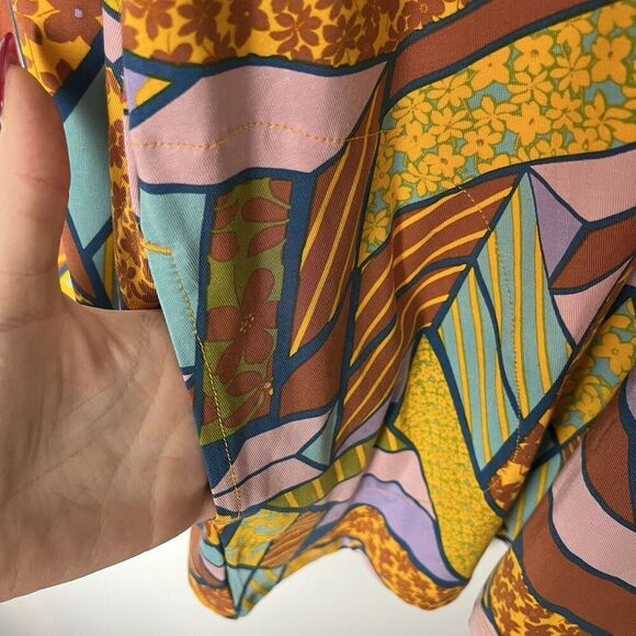 LOGO by Lori Goldstein Rayon 230 Printed Long Sleeve Top Gold Fusion XL - Picture 3 of 7